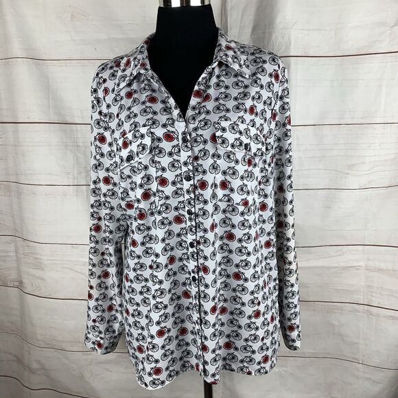 Coral Bay Shirt Blouse Collar Roll-up Long-sleeved pockets Bikes Retro - Picture 2 of 16